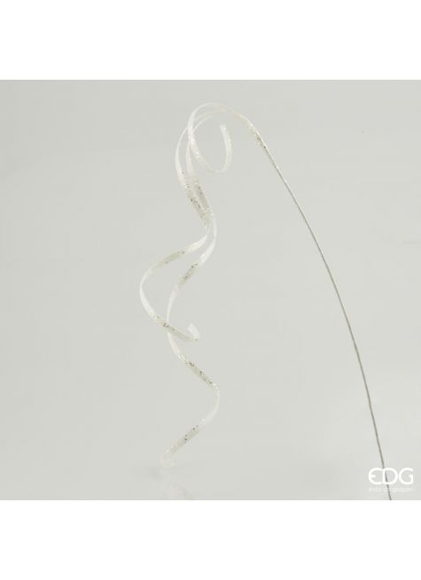 Ветка с глиттерными лентами - белая