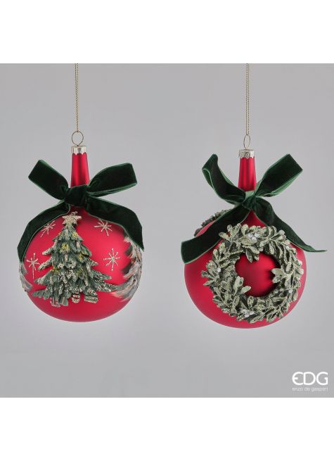 Шар новогодний красный с лентой